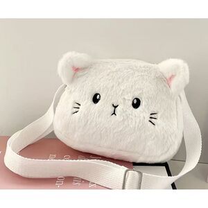 Cat Crossbody Bags Girls Women Fashion Purses White Fuzzy‎ Cat Shoulder Bag New